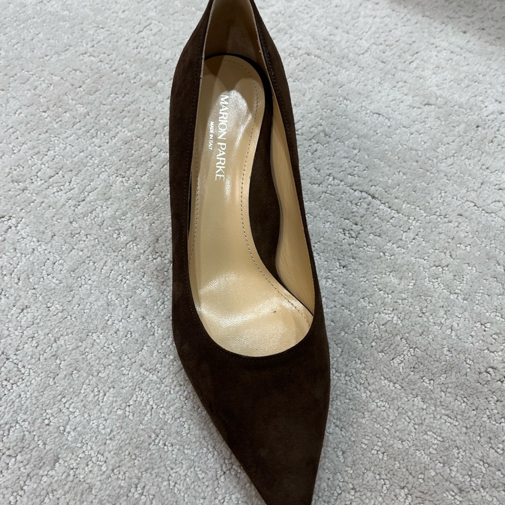 Marion Parke Dark Brown Suede Heels